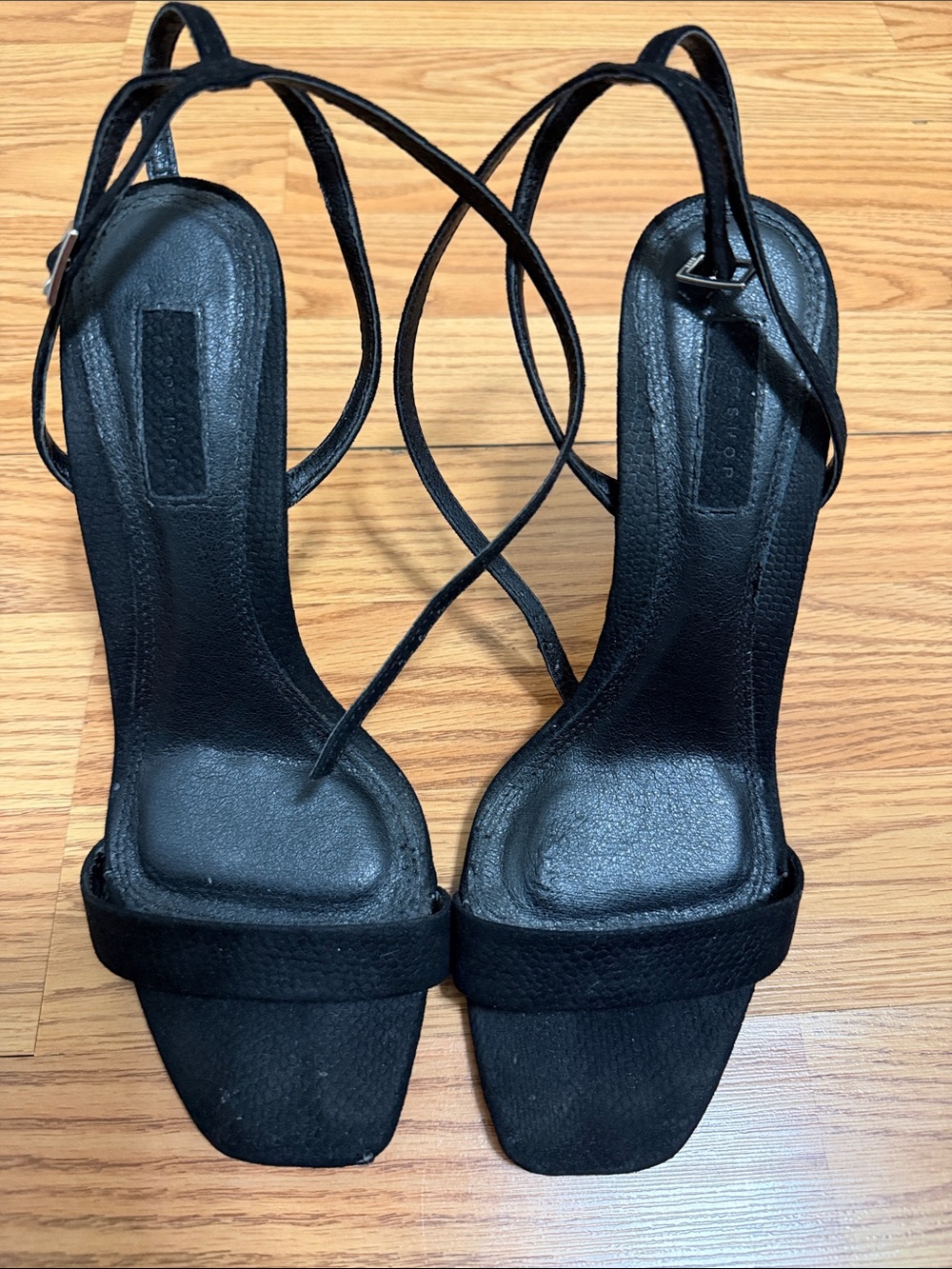 Topshop Black Strappy Heeled Sandals